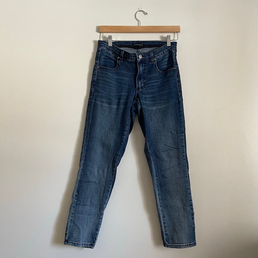 Universal Standard • Seine Mid Rise Skinny Jeans 27 Inch Distressed Blue